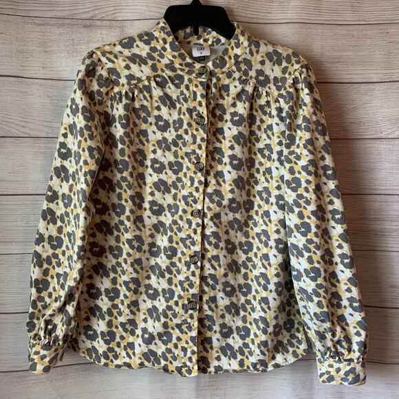 Cabi Providence Shirt Jacket Yellow Gray Leopard Print Safari Shacket Size M - Picture 1 of 16